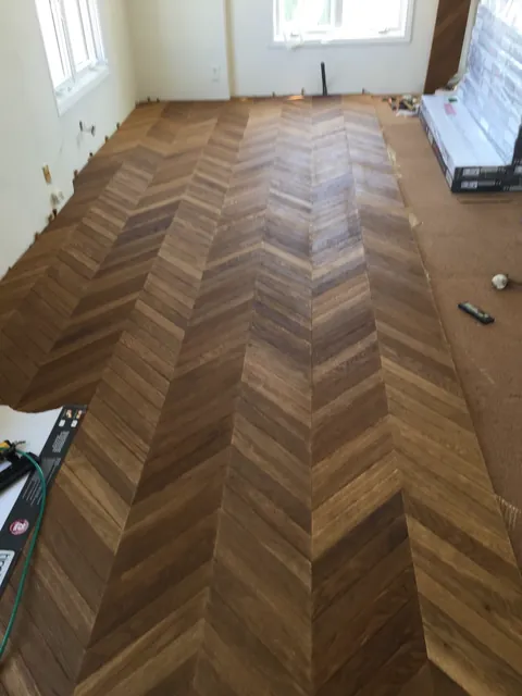 Herringbone hardwood flooring by SHS Hardwood Flooring